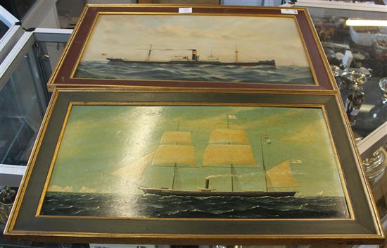 Two 20th century paintings of steam ships